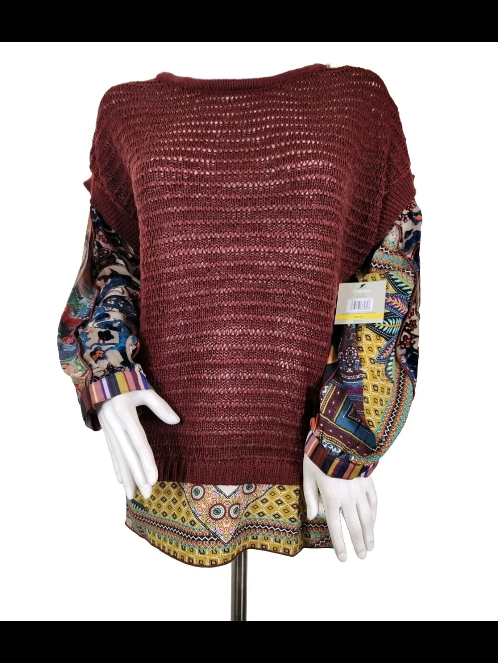 John Mark Womens Size M Santa Fe Top Blouse  Pullover Brown NWT 25